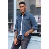 imageCOOFANDY Mens Corduroy Button Down Shirts Jackets Casual Long Sleeve Shacket Lightweight Overshirts with Flap PocketsNavy Blue