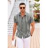 imageCOOFANDY Mens Cuban Guayabera Shirt Short Sleeve Button Down Shirts Casual Summer Beach Linen ShirtsBlack Stripe