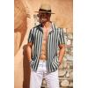 imageCOOFANDY Mens Cuban Guayabera Shirt Short Sleeve Button Down Shirts Casual Summer Beach Linen ShirtsBlack Stripe