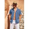 imageCOOFANDY Mens Cuban Guayabera Shirt Short Sleeve Button Down Shirts Casual Summer Beach Linen ShirtsGray Blue