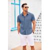 imageCOOFANDY Mens Cuban Guayabera Shirt Short Sleeve Button Down Shirts Casual Summer Beach Linen ShirtsGray Blue