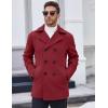 imageCOOFANDY Mens Double Breasted Pea Coat Winter Overcoat Short Trench Coat Notched CollarRed