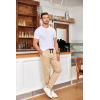 imageCOOFANDY Mens Drawstring Casual Pants Cotton Twill Elastic Waist Chino PantsKhaki