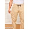 imageCOOFANDY Mens Drawstring Casual Pants Cotton Twill Elastic Waist Chino PantsKhaki