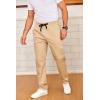 imageCOOFANDY Mens Drawstring Casual Pants Cotton Twill Elastic Waist Chino PantsKhaki