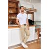 imageCOOFANDY Mens Drawstring Casual Pants Cotton Twill Elastic Waist Chino PantsLight Khaki