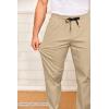 imageCOOFANDY Mens Drawstring Casual Pants Cotton Twill Elastic Waist Chino PantsLight Khaki
