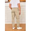 imageCOOFANDY Mens Drawstring Casual Pants Cotton Twill Elastic Waist Chino PantsLight Khaki