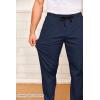 imageCOOFANDY Mens Drawstring Casual Pants Cotton Twill Elastic Waist Chino PantsNavy