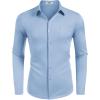 imageCOOFANDY Mens Dress Shirt Long Sleeve Button Down Shirts Business Casual Wrinkle Free Shirts with PocketLight Blue