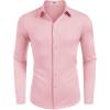 imageCOOFANDY Mens Dress Shirt Long Sleeve Button Down Shirts Business Casual Wrinkle Free Shirts with PocketPink