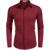 imageCOOFANDY Mens Dress Shirt Long Sleeve Button Down Shirts Business Casual Wrinkle Free Shirts with PocketWine Red