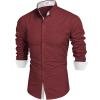 imageCOOFANDY Mens Dress Shirt Long Sleeve Casual Button Down Paisley Shirts Party Wedding Dress ShirtMulticolor Burgundy White