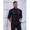 imageCOOFANDY Mens Dress Shirt Long Sleeve Casual Button Down Paisley Shirts Party Wedding Dress ShirtNavy