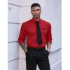 imageCOOFANDY Mens Dress Shirt Long Sleeve Casual Button Down Paisley Shirts Party Wedding Dress ShirtRed
