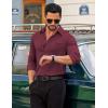 imageCOOFANDY Mens Dress Shirt Solid Long Sleeve Wrinkle Free Formal Shirt Business Button Down Shirts with PocketDark Red