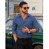 imageCOOFANDY Mens Dress Shirt Solid Long Sleeve Wrinkle Free Formal Shirt Business Button Down Shirts with PocketDenim Blue
