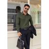imageCOOFANDY Mens Dress Shirt Solid Long Sleeve Wrinkle Free Formal Shirt Business Button Down Shirts with PocketOlive Green