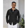 imageCOOFANDY Mens Dress Shirt Wrinkle Free Regular Fit Stretch Long Sleeve Button Down ShirtsBlack  White Print