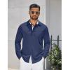 imageCOOFANDY Mens Dress Shirt Wrinkle Free Regular Fit Stretch Long Sleeve Button Down ShirtsNavy Blue