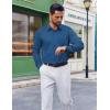 imageCOOFANDY Mens Dress Shirts Long Sleeve Plaid Button Down Shirt Business Casual Stretch Shirts with PocketDark Blue Plaid