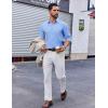 imageCOOFANDY Mens Dress Shirts Long Sleeve Plaid Button Down Shirt Business Casual Stretch Shirts with PocketLight Blue Plaid