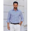 imageCOOFANDY Mens Dress Shirts Long Sleeve Plaid Cotton Button Down Shirts Wrinkle Free Business Casual ShirtWhite Deep Blue Plaid