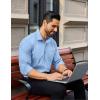 imageCOOFANDY Mens Dress Shirts Long Sleeve Wrinkle Free Button Down Shirts Formal Business ShirtClear Blue