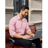 imageCOOFANDY Mens Dress Shirts Long Sleeve Wrinkle Free Button Down Shirts Formal Business ShirtPink