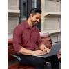 imageCOOFANDY Mens Dress Shirts Long Sleeve Wrinkle Free Button Down Shirts Formal Business ShirtWine Red