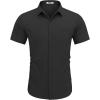 imageCOOFANDY Mens Dress Shirts Short Sleeve Business Casual Regular Fit Button Down Shirts with PocketBlack