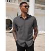 imageCOOFANDY Mens Dress Shirts Short Sleeve Business Casual Regular Fit Button Down Shirts with PocketDark Grey