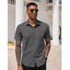 imageCOOFANDY Mens Dress Shirts Short Sleeve Business Casual Regular Fit Button Down Shirts with PocketDark Grey