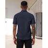 imageCOOFANDY Mens Dress Shirts Short Sleeve Business Casual Regular Fit Button Down Shirts with PocketDark Navy