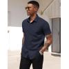 imageCOOFANDY Mens Dress Shirts Short Sleeve Business Casual Regular Fit Button Down Shirts with PocketDark Navy