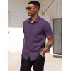 imageCOOFANDY Mens Dress Shirts Short Sleeve Business Casual Regular Fit Button Down Shirts with PocketDark Purple