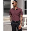imageCOOFANDY Mens Dress Shirts Short Sleeve Business Casual Regular Fit Button Down Shirts with PocketDeep Red