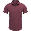 imageCOOFANDY Mens Dress Shirts Short Sleeve Business Casual Regular Fit Button Down Shirts with PocketDeep Red