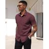 imageCOOFANDY Mens Dress Shirts Short Sleeve Business Casual Regular Fit Button Down Shirts with PocketDeep Red