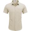imageCOOFANDY Mens Dress Shirts Short Sleeve Business Casual Regular Fit Button Down Shirts with PocketKhaki