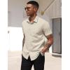 imageCOOFANDY Mens Dress Shirts Short Sleeve Business Casual Regular Fit Button Down Shirts with PocketKhaki