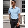 imageCOOFANDY Mens Dress Shirts Short Sleeve Business Casual Regular Fit Button Down Shirts with PocketLight Blue