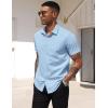 imageCOOFANDY Mens Dress Shirts Short Sleeve Business Casual Regular Fit Button Down Shirts with PocketLight Blue