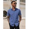 imageCOOFANDY Mens Dress Shirts Short Sleeve Business Casual Regular Fit Button Down Shirts with PocketNavy