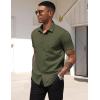 imageCOOFANDY Mens Dress Shirts Short Sleeve Business Casual Regular Fit Button Down Shirts with PocketOlive Green