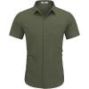 imageCOOFANDY Mens Dress Shirts Short Sleeve Business Casual Regular Fit Button Down Shirts with PocketOlive Green