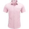 imageCOOFANDY Mens Dress Shirts Short Sleeve Business Casual Regular Fit Button Down Shirts with PocketPink