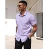 imageCOOFANDY Mens Dress Shirts Short Sleeve Business Casual Regular Fit Button Down Shirts with PocketPurple