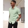 imageCOOFANDY Mens Dress Shirts Short Sleeve Business Casual Regular Fit Button Down Shirts with PocketSage Green