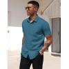 imageCOOFANDY Mens Dress Shirts Short Sleeve Business Casual Regular Fit Button Down Shirts with PocketTeal